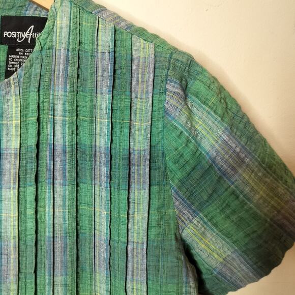 Vtg Positive Attitude Plaid Cotton Dress Modest Preppy - Picture 5 of 8